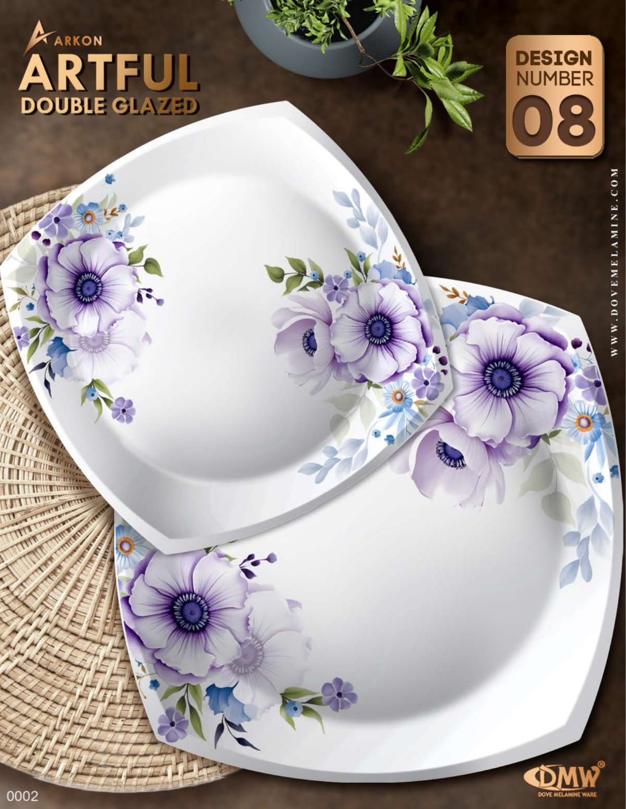 ArkON Artful Double Glazed 75 Pieces Dinner Set – 8 Persons Premium Melamine Dinnerware Set