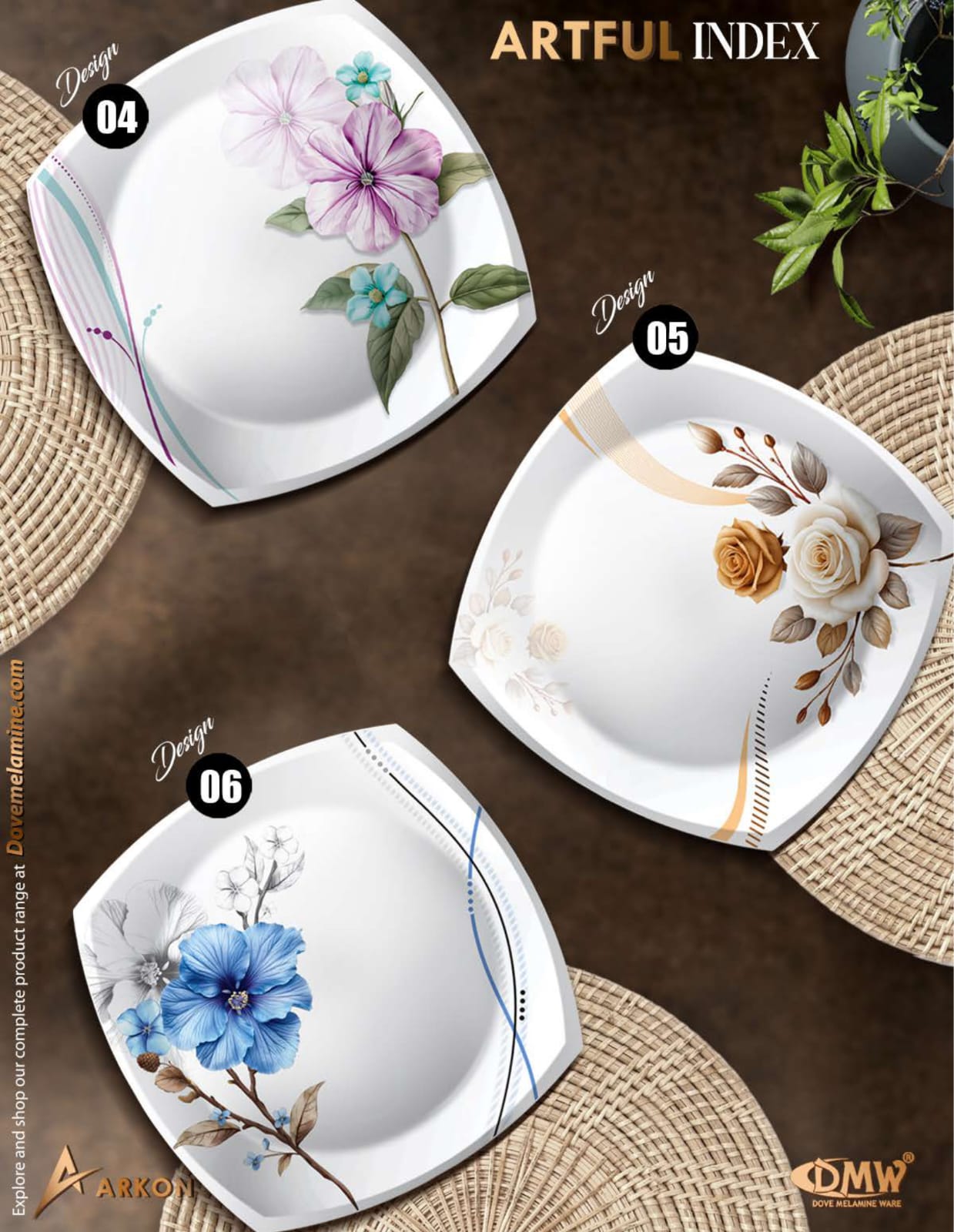 ArkON Artful Double Glazed 75 Pieces Dinner Set – 8 Persons Premium Melamine Dinnerware Set