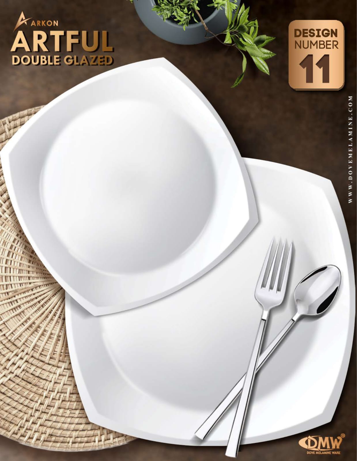 ArkON Artful Double Glazed 75 Pieces Dinner Set – 8 Persons Premium Melamine Dinnerware Set