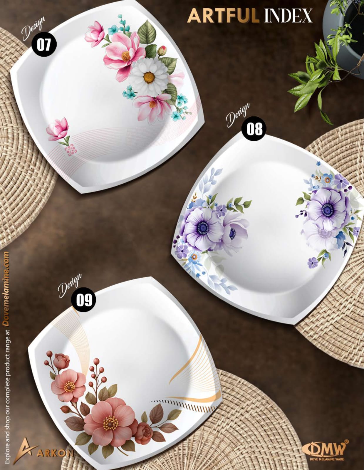 ArkON Artful Double Glazed 75 Pieces Dinner Set – 8 Persons Premium Melamine Dinnerware Set