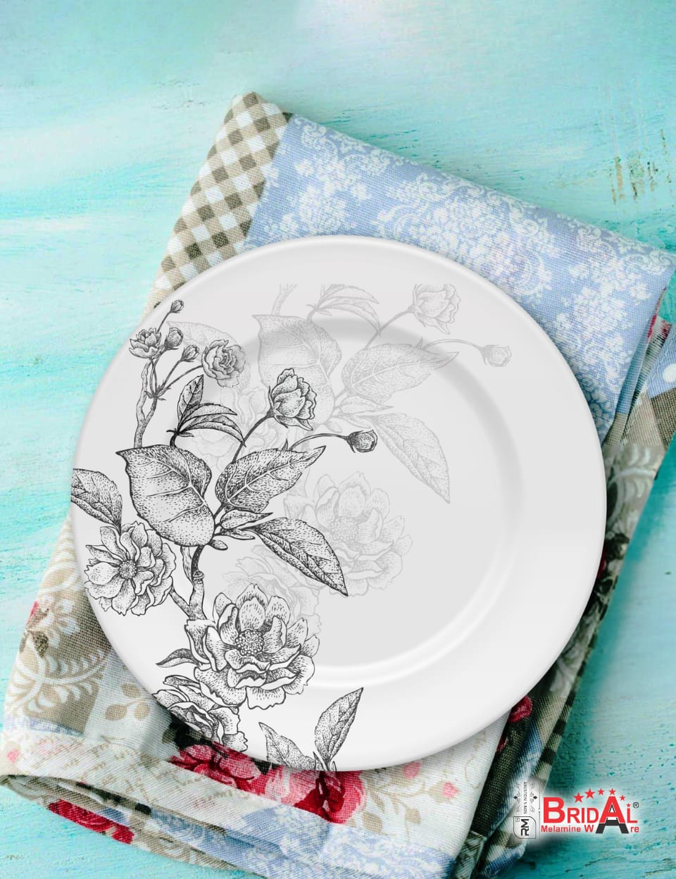Brida Studio Crystal Coated Melamine Dinner Set – Premium Bridal Collection Dinnerware