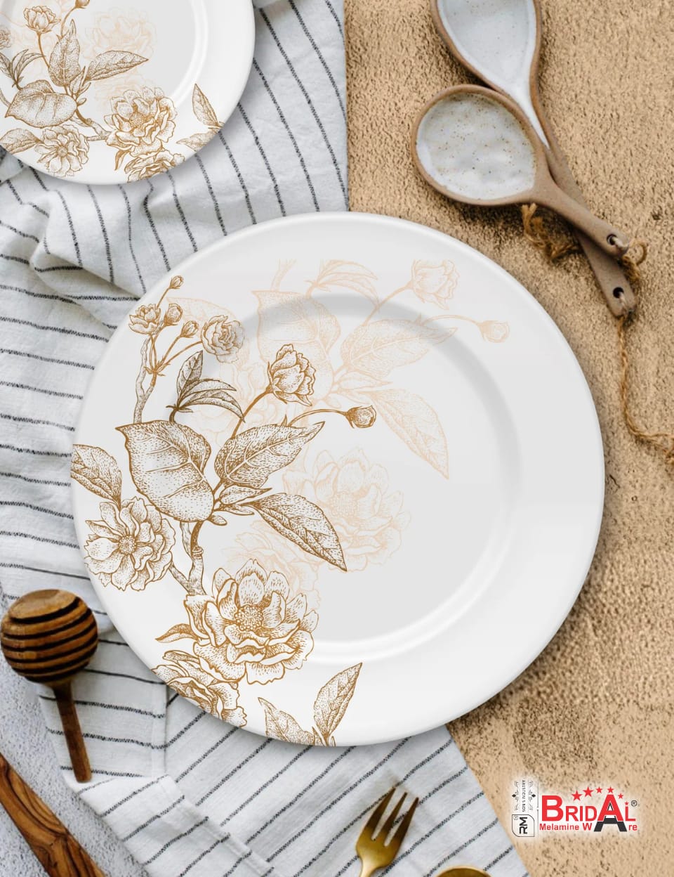 Brida Studio Crystal Coated Melamine Dinner Set – Premium Bridal Collection Dinnerware