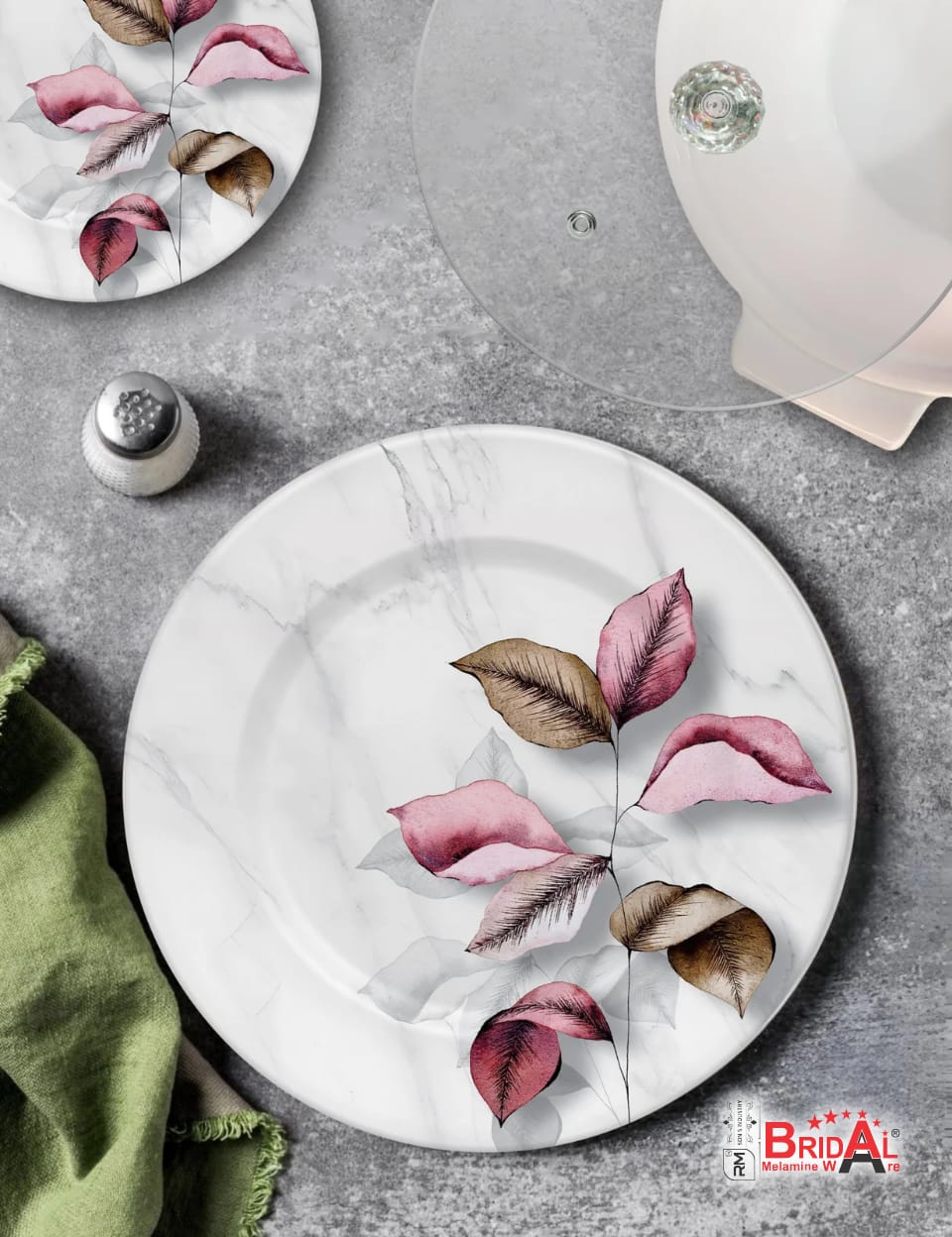 Brida Studio Crystal Coated Melamine Dinner Set – Premium Bridal Collection Dinnerware