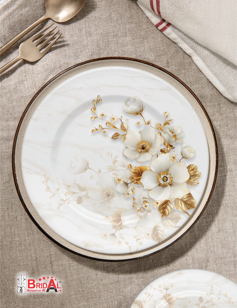 Brida Studio Crystal Coated Melamine Dinner Set – Premium Bridal Collection Dinnerware