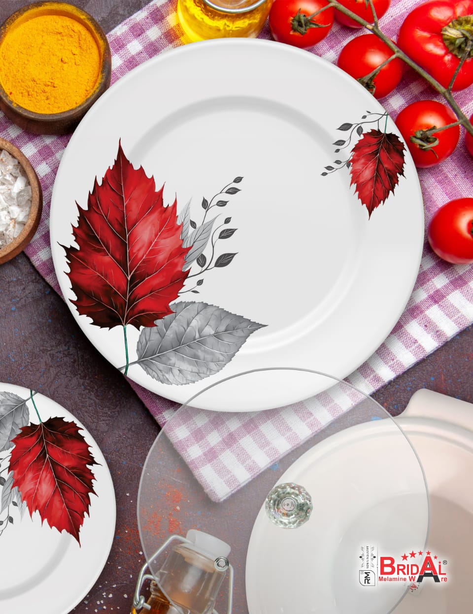 Brida Studio Crystal Coated Melamine Dinner Set – Premium Bridal Collection Dinnerware