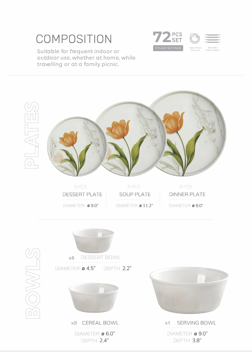 Elite Crystal Coated 72-Piece Dinnerware Set – The Choice of Every Bridal