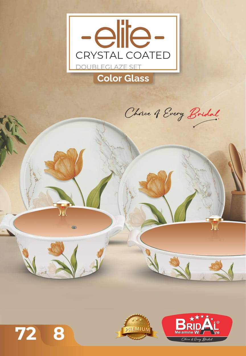 Elite Crystal Coated 72-Piece Dinnerware Set – The Choice of Every Bridal