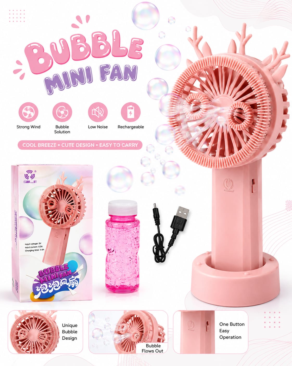 Bubble Mini Fan with liquid