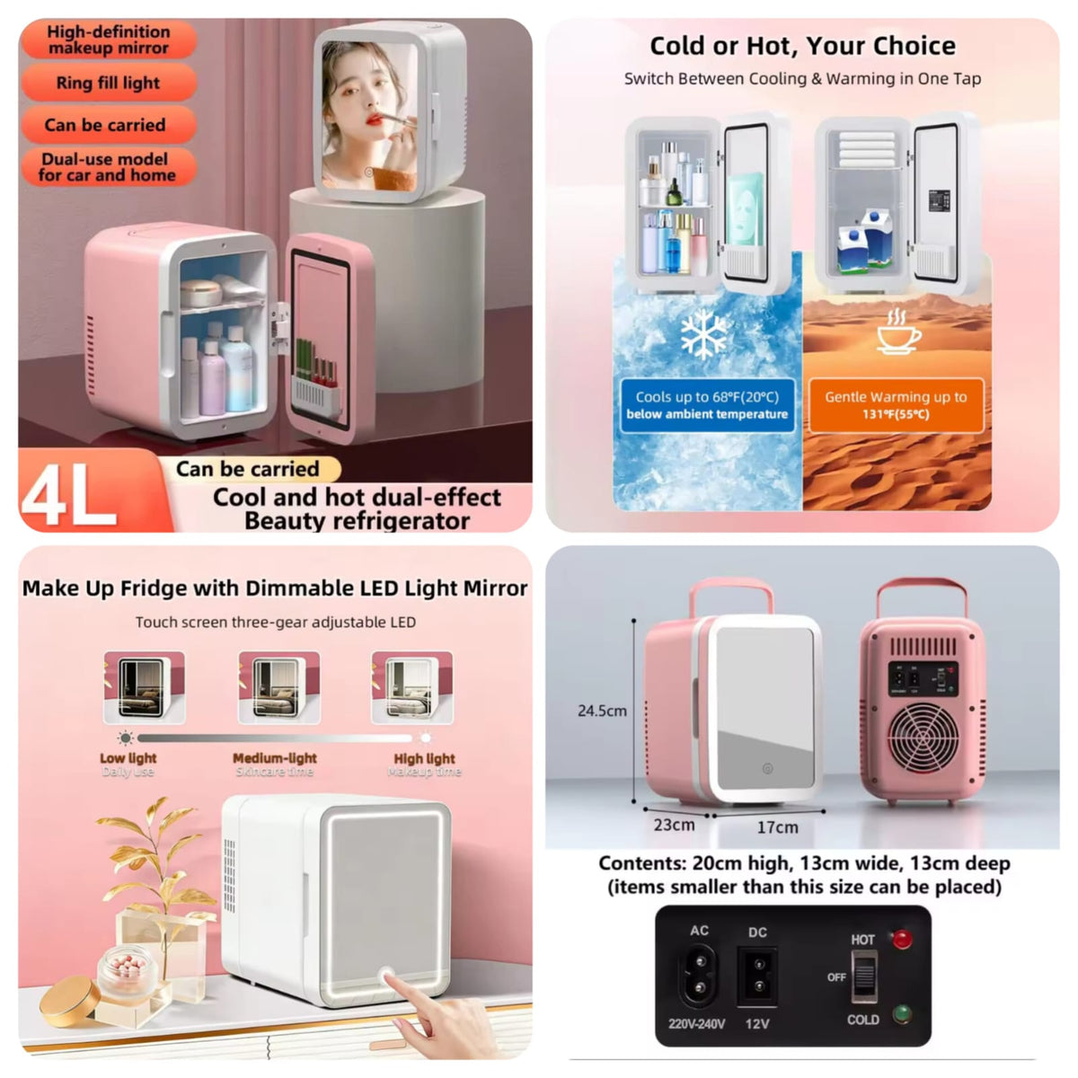 Vanity Mirror LED Portable Fridge