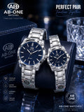 AB-ONE Premium Couple Quartz Watch Set – Stainless Steel & Water Resistant