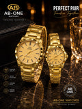 AB-ONE Premium Couple Quartz Watch Set – Stainless Steel & Water Resistant