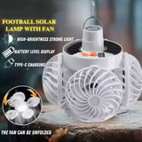 Solar football Powered Camping Fan Light Outdoor Foldable