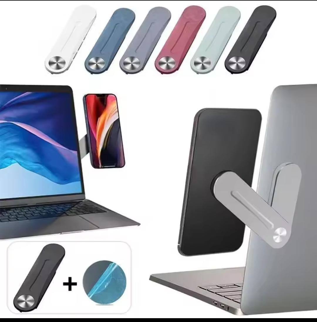 Magnetic Folding Phone Stand Holder – Adjustable Laptop Side Mount & Multi-Screen Support