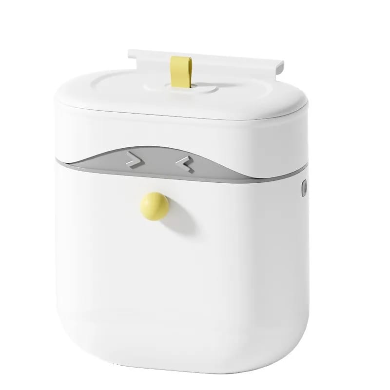 Wall Mounted & Cabinet Hanging Kitchen Trash Can with Sliding Lid – Narrow Compost Bin for Bathroom & Kitchen
