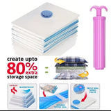 Reusable Vacuum Storage Bags Set (7 Pack with Hand Suction Pump) – Space Saving Airtight Compression Bags for Clothes, Blankets & Bedding