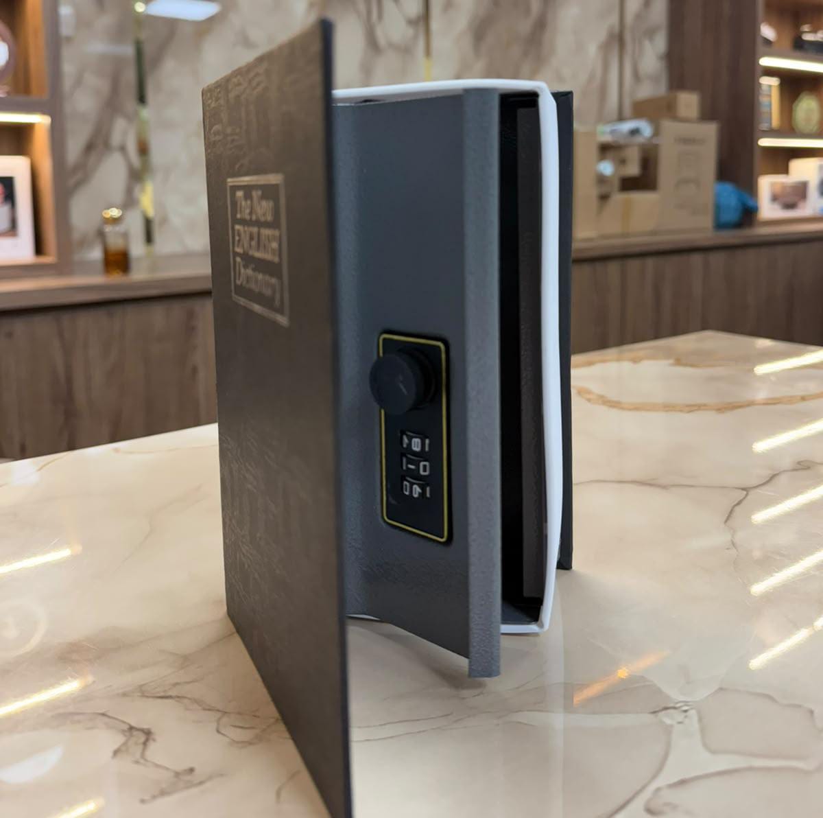 Book Shaped Secret Storage Box Safe with Combination Password Lock