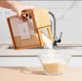 Bamboo Frame Kitchen Storage Container with Sliding Top Lid – 2.2L Transparent Food & Grain Dispenser