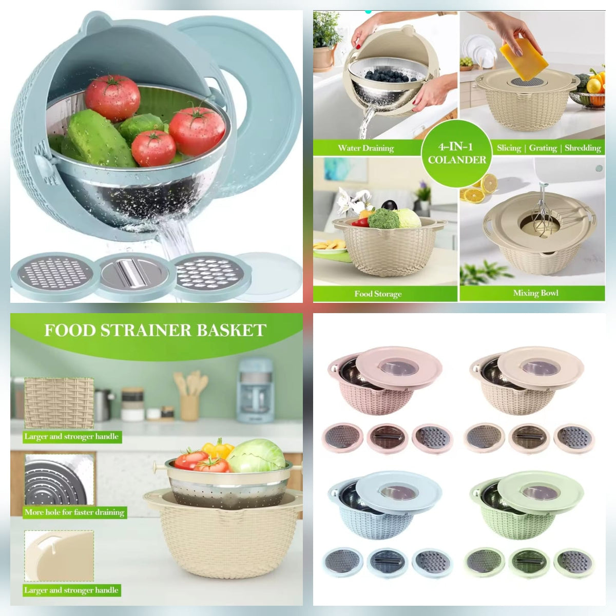 4in1 Grater Colender Basket