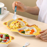 5-Piece Cute Cartoon Tiger Children’s Dinnerware Set – Divided Plate, Bowl, Cup, Spoon & Fork for Toddlers