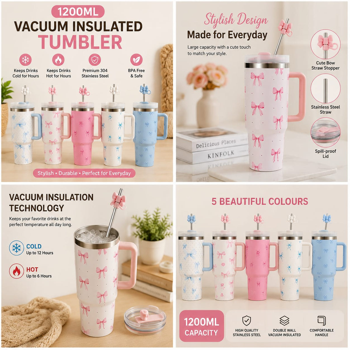 1200ML Bow design Vaccumm Tumbler