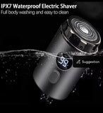 Mini Rechargeable Electric Shaver – Portable IPX7 Waterproof Trimmer with LED Power Display