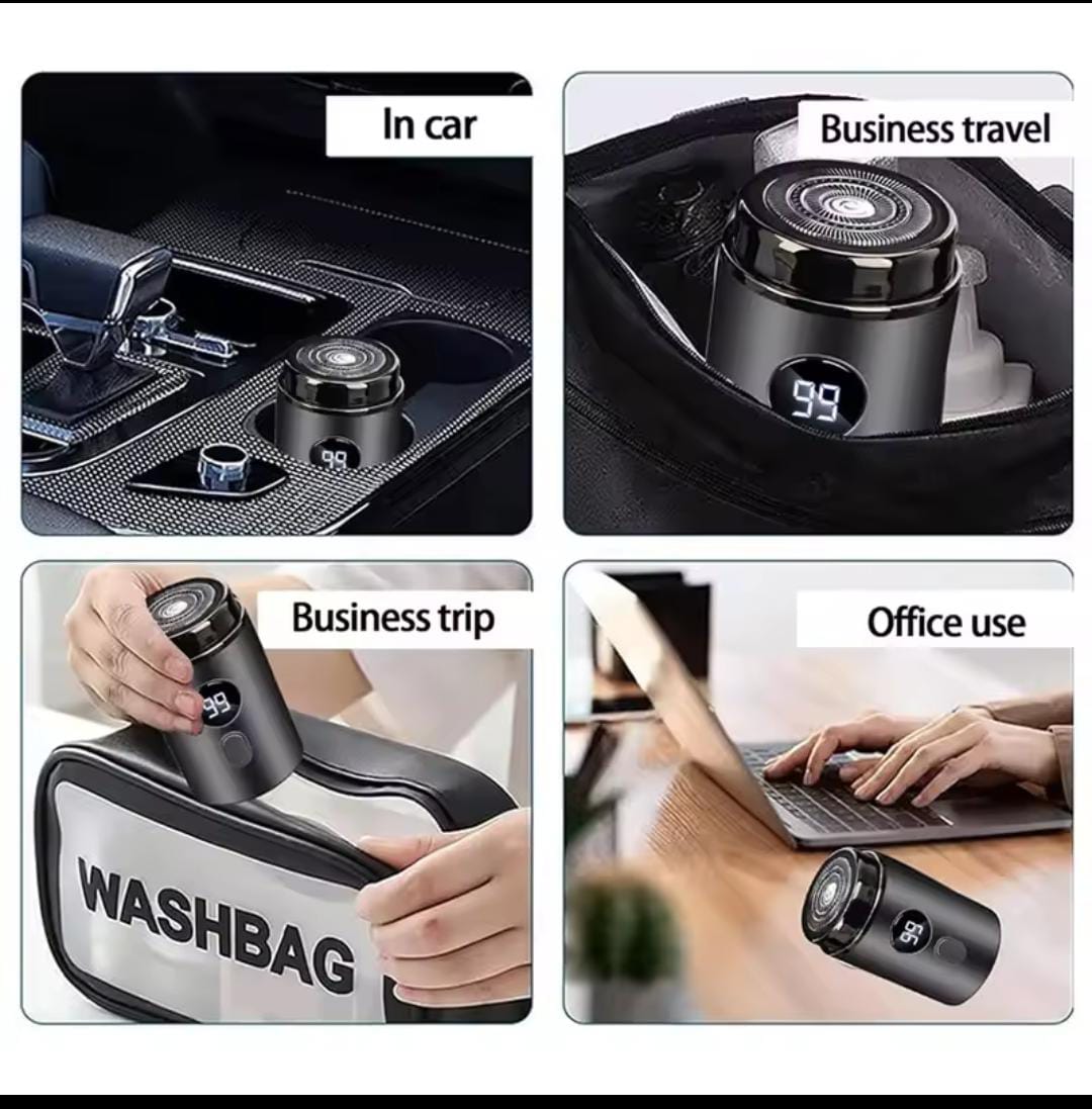 Mini Rechargeable Electric Shaver – Portable IPX7 Waterproof Trimmer with LED Power Display
