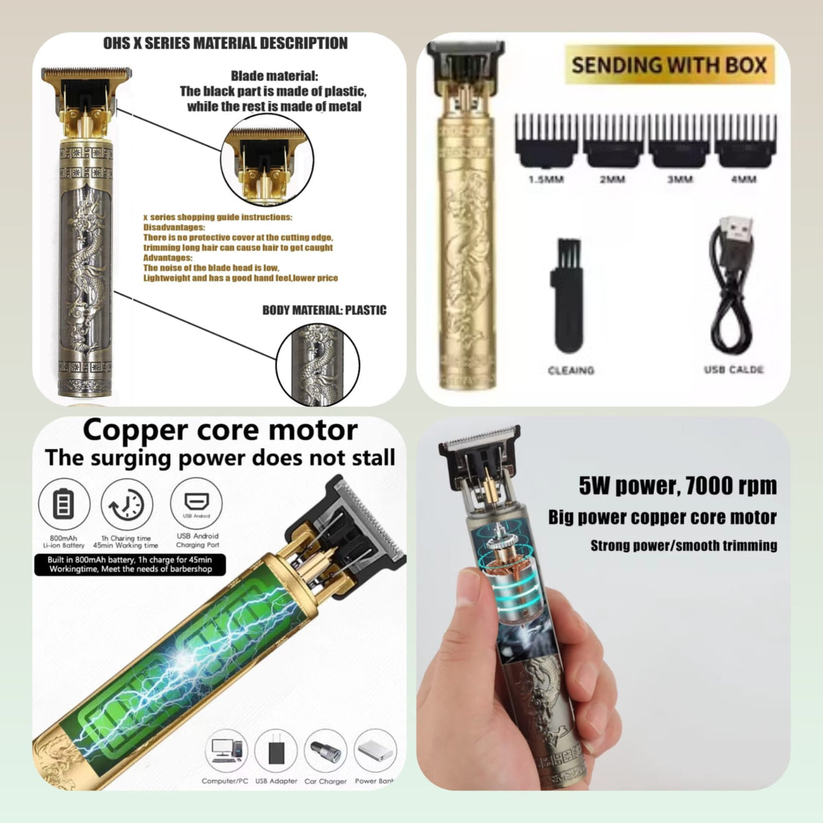 T9 Hair Clipper  and  Hair Trimmer Professional - Rechargeable Beard Trimmer  and  Styler