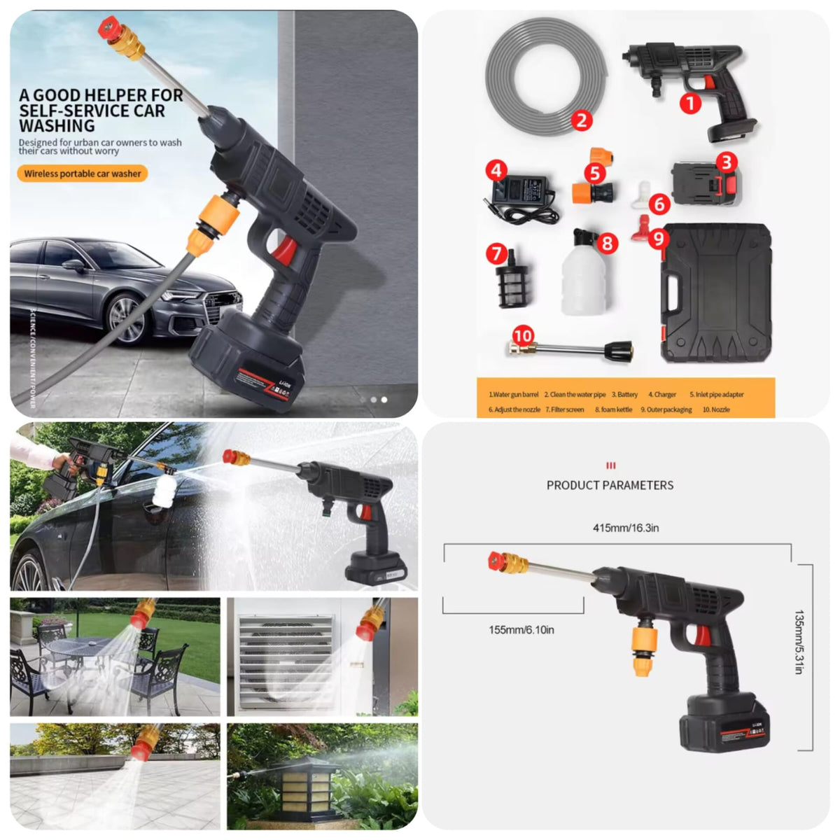 Rechargeable High Pressure Washer Car Gun