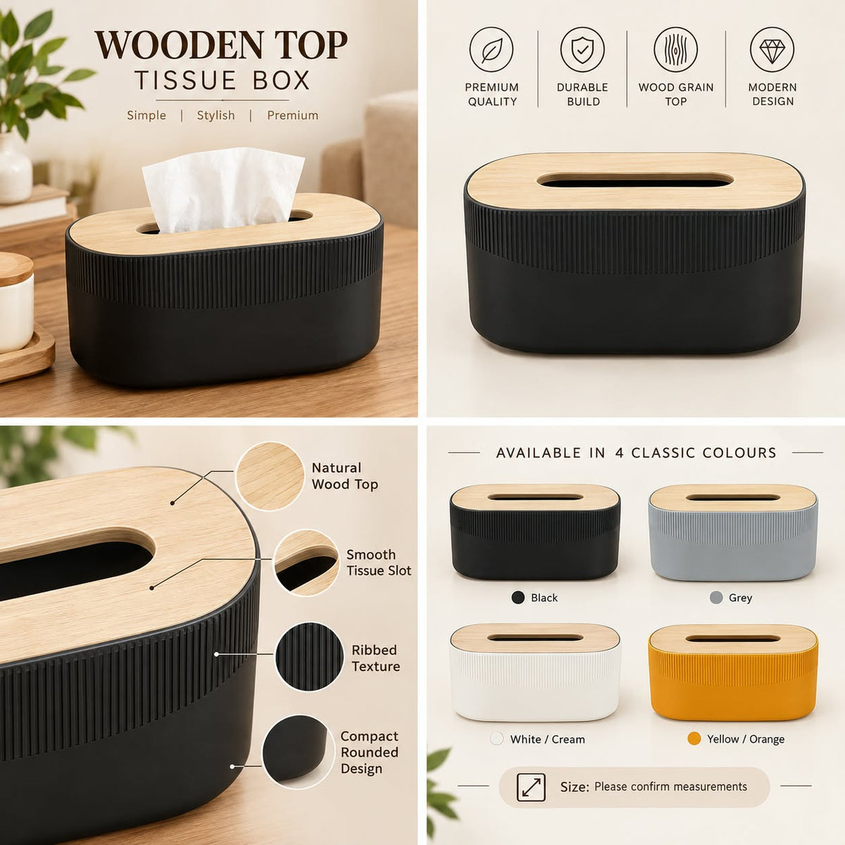 Wooden Top tissue Box