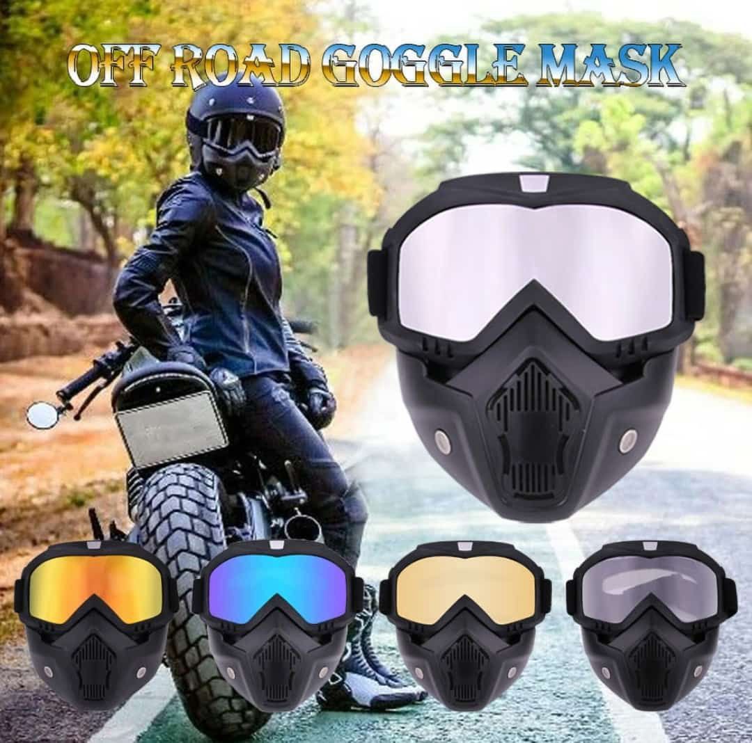 Set of Mask and Goggles for Motorbikes Riding full Face Mask Shield