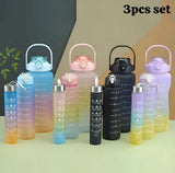 3-Piece Water Bottle Set with Straw - BPA-Free, Leak-Proof, Motivational Design - 2000ml, 700ml, 270ml Water Bottles for Gym, Work, School, and Outdoor Adventures |