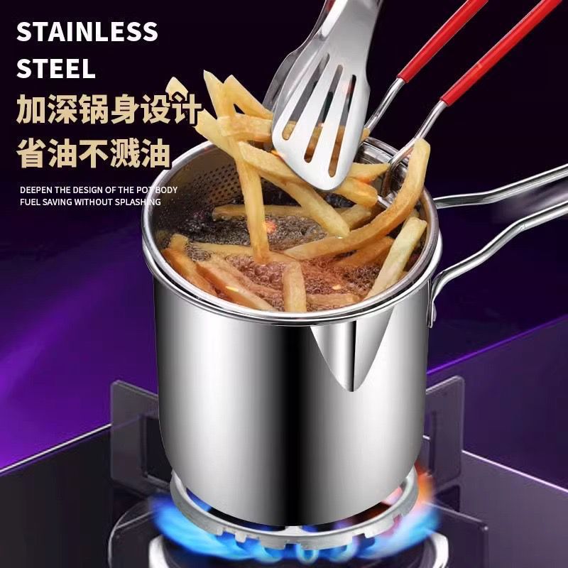 Stainless Steel Deep Fryer Pot With Stainer