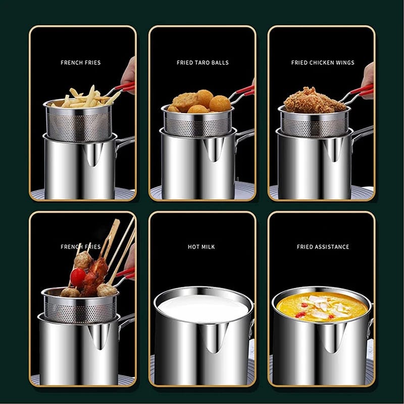 Stainless Steel Deep Fryer Pot With Stainer