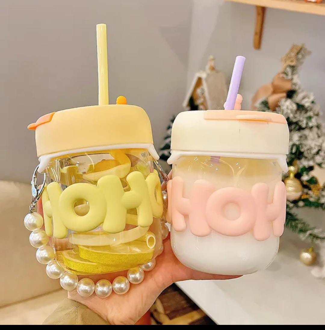 PEARL GLASS SIPPER (With glass straw)