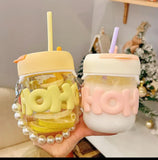 PEARL GLASS SIPPER (With glass straw)