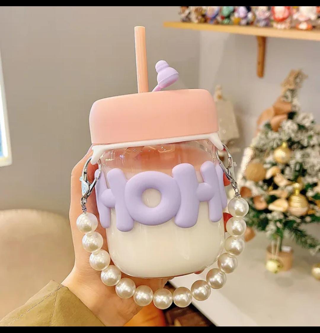 PEARL GLASS SIPPER (With glass straw)
