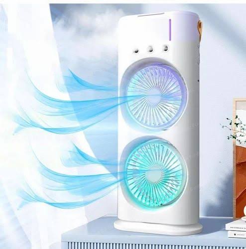 Rotating, Rechargeable, Mist Fan with Lightening Effects and Wireless Remote