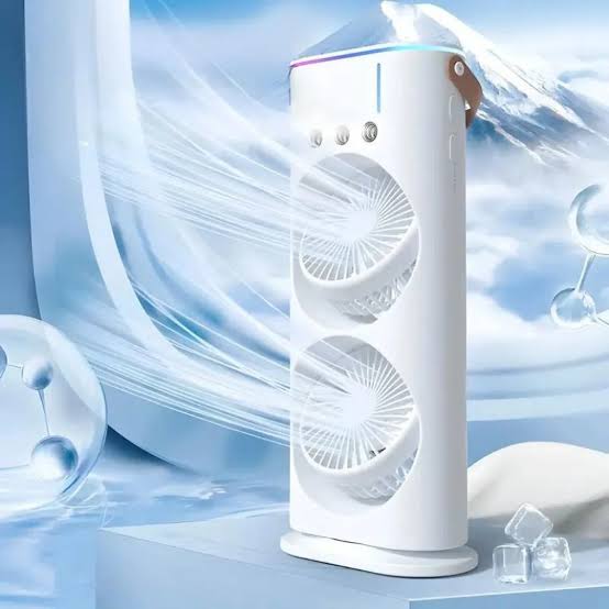 Rotating, Rechargeable, Mist Fan with Lightening Effects and Wireless Remote