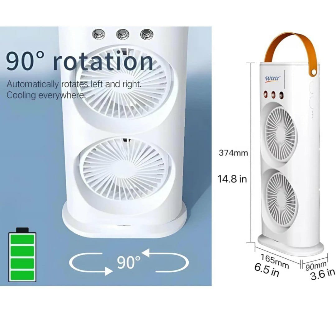 Rotating, Rechargeable, Mist Fan with Lightening Effects and Wireless Remote