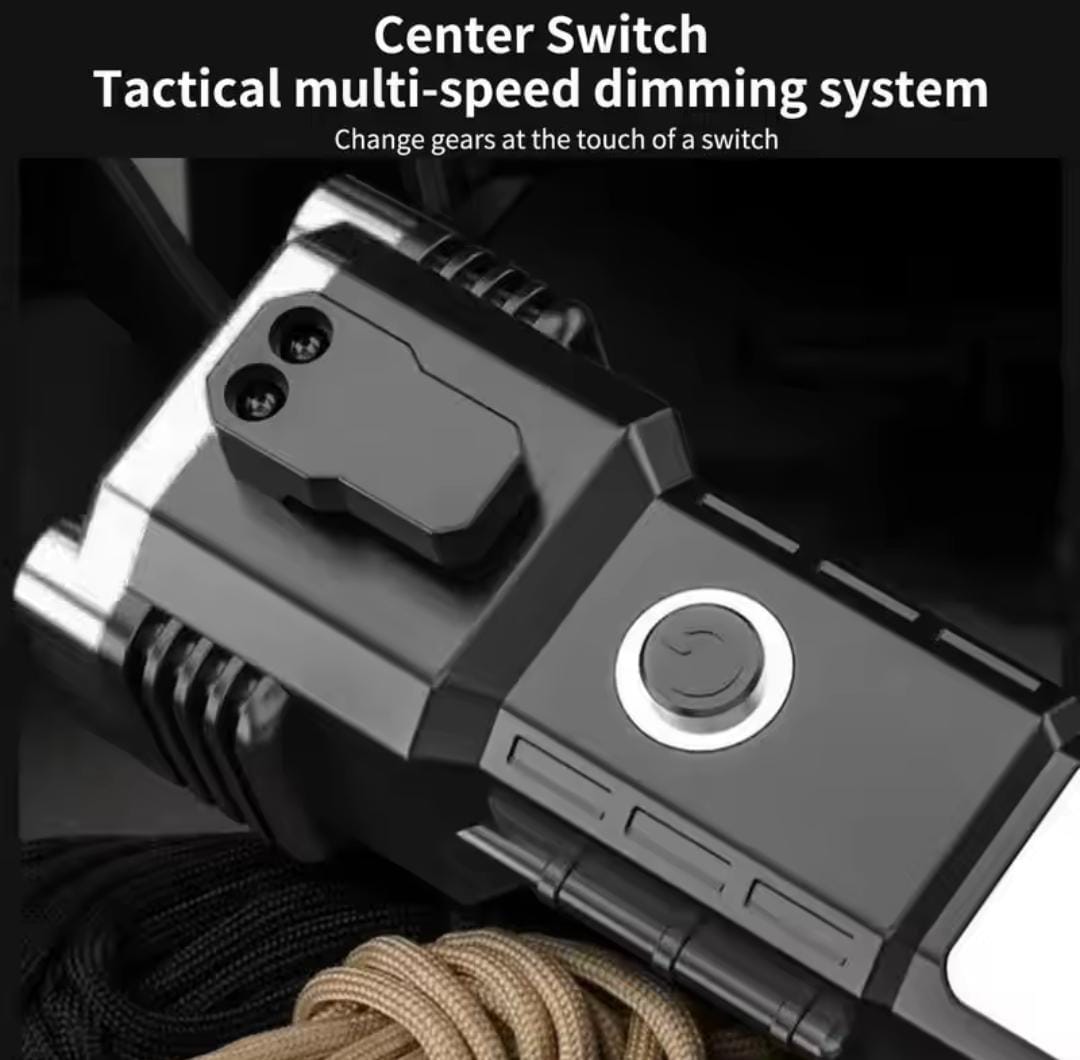 Rechargeable Led Flashlight with Window Breaker and power bank