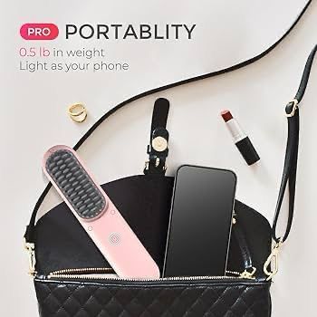 Portable Hair Straightener Comb with USB Rechargeable Feature, Negative Ion Hair Straightener Brush for women, Anti-Scald