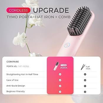 Portable Hair Straightener Comb with USB Rechargeable Feature, Negative Ion Hair Straightener Brush for women, Anti-Scald