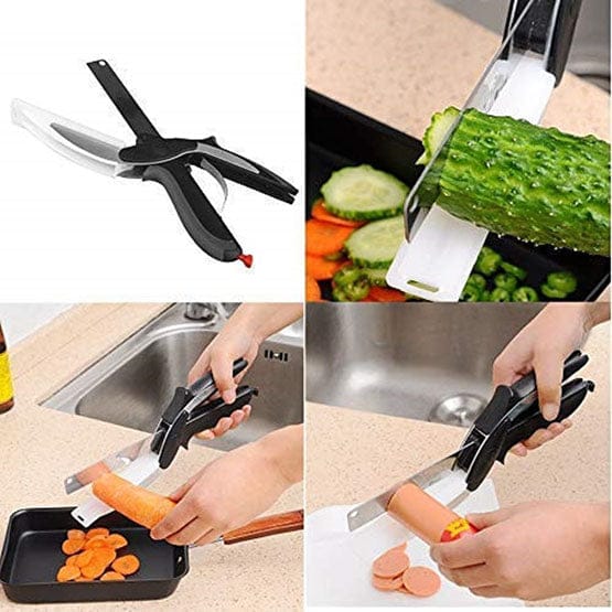 2 in 1 Clever Cutter Stainless Steel Scissor with Cutting Board Utility