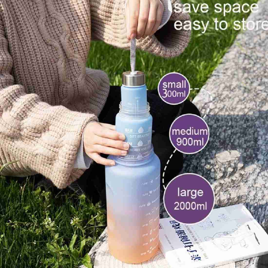 3-Piece Water Bottle Set with Straw - BPA-Free, Leak-Proof, Motivational Design - 2000ml, 700ml, 270ml Water Bottles for Gym, Work, School, and Outdoor Adventures |