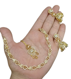 AD ZIRCON JHUMKI SET GOLDEN POLISH D-2