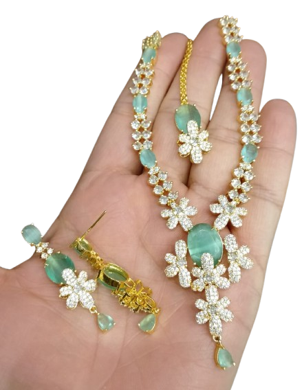 Ad zircon set Indian made golden polish D-1