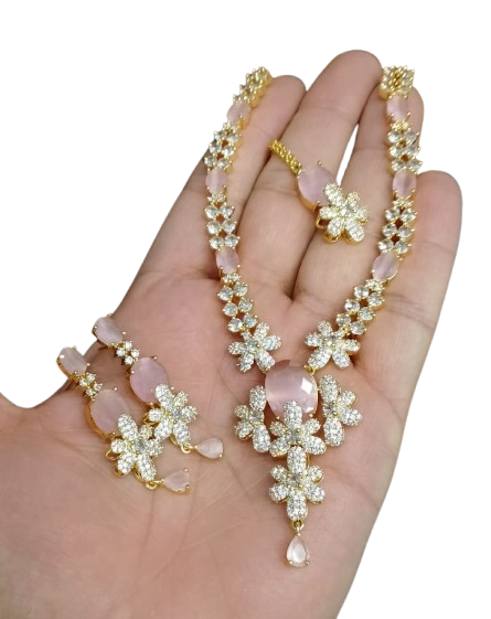 Ad zircon set Indian made golden polish D-4