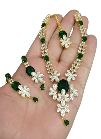 Ad zircon set Indian made golden polish D-2