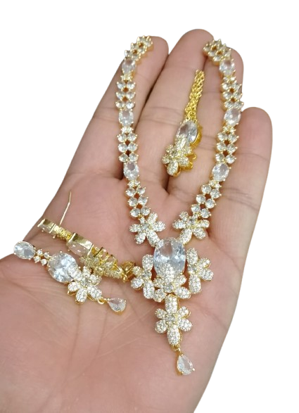 Ad zircon set Indian made golden polish D-3