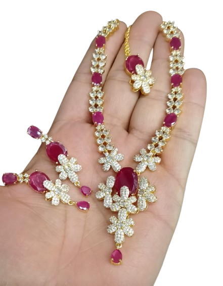 Ad zircon set Indian made golden polish D-6